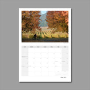 A3 Wall Calendar: Captivating Vistas featuring a lone rider riding by amidst colourful autumn foliage  and vineyards in the distance