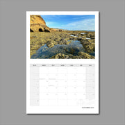 A3 Wall Calendar: Captivating Vistas featuring exposed reef with green and gold coral and occasional rock pools rock pools