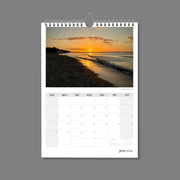 A4 Wall Calendar: Golden Hour featuring gentle waves on the foreshore and brilliant gold of the sunset reflecting on the ocean