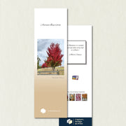 Autumn Paper Bookmark: Trees of Crimson, featuring a tapering line of Red Maple trees in a field with deep red autumn foliage