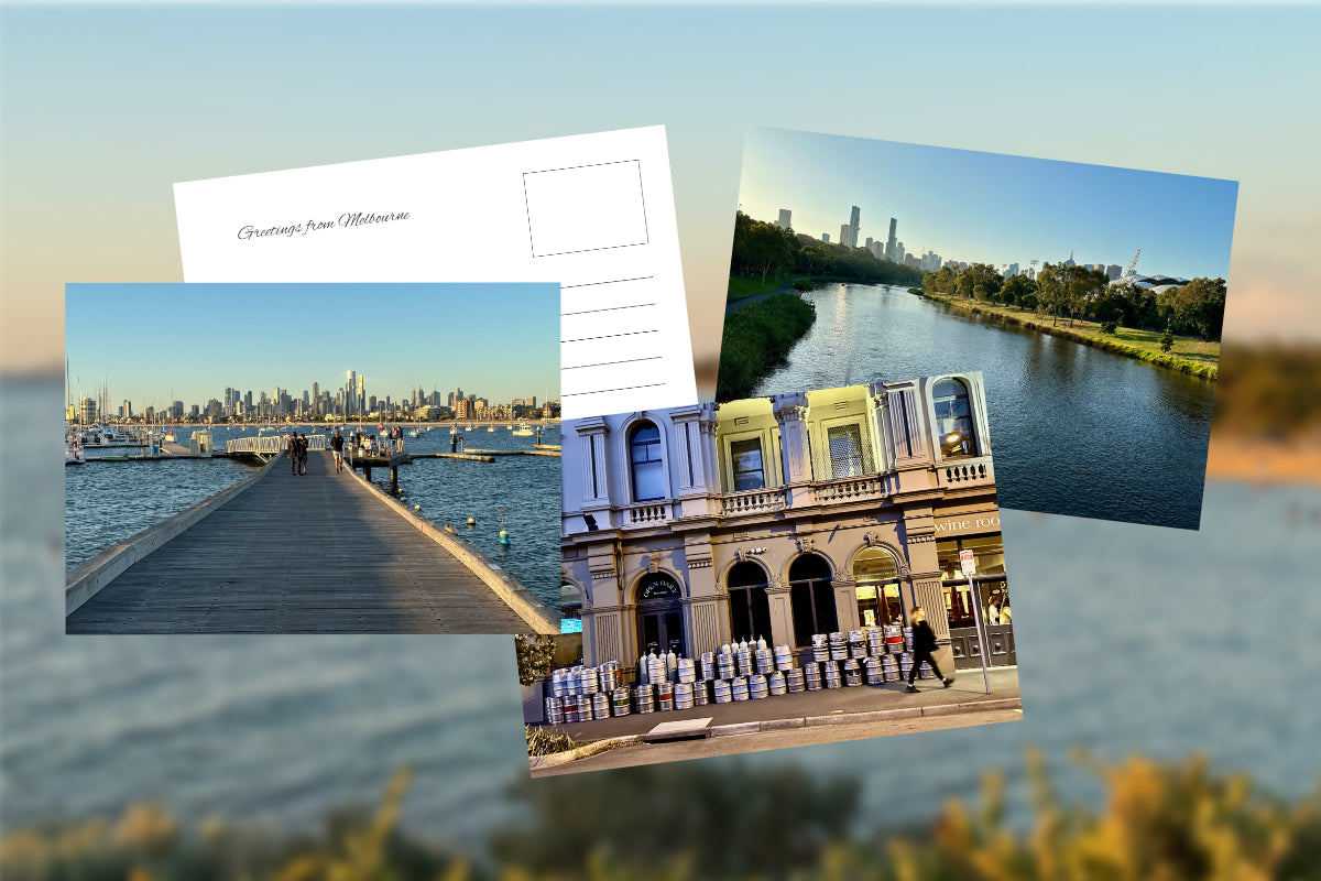 Display of 3 colour rich photo postcards featured in a ‘Greetings from Melbourne’ theme_mobile